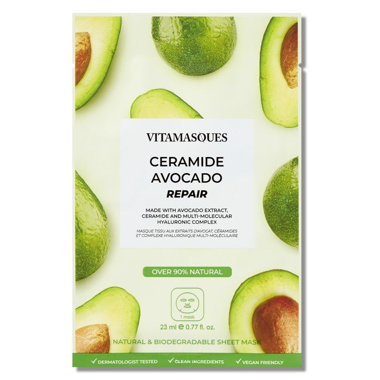 Vitamasques Ceramide Avocado Repair Sheet Mask, For All Skin Types, One Sheet Mask - Walmart.com | Walmart (US)