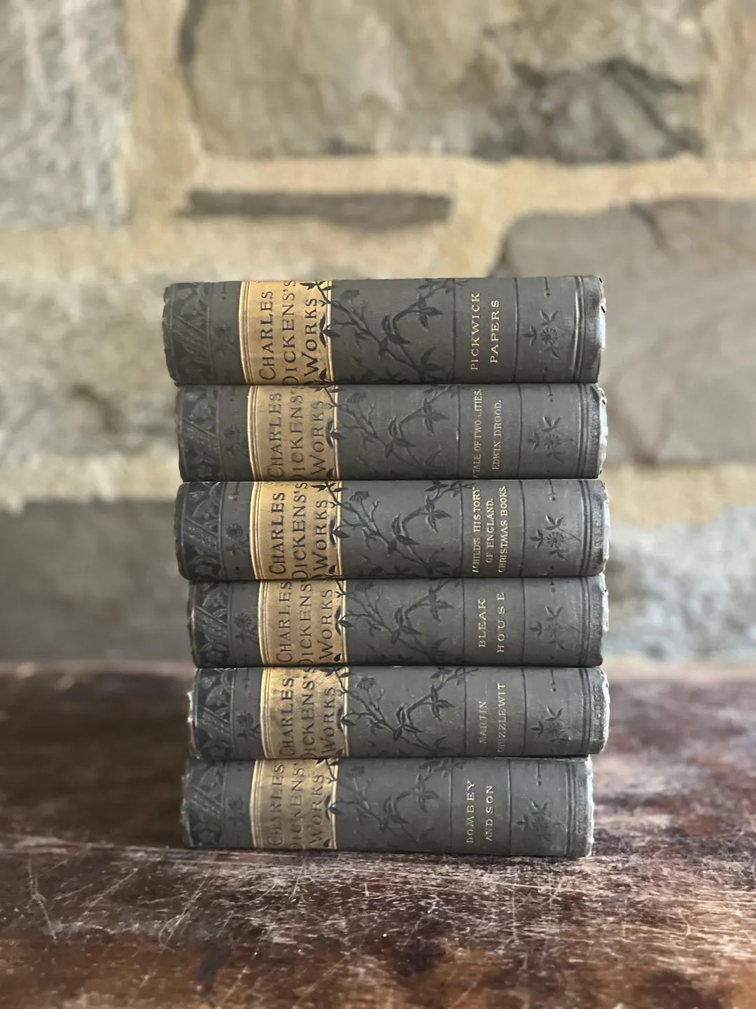 Brown Cloth Bindings - Six Volumes of Charles Dickens's Works  - Dark Academia | Etsy (US)