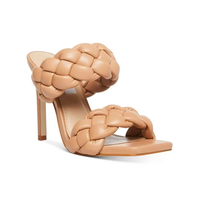 STEVE MADDEN Womens Beige Braided Padded Kenley Square Toe Stiletto Slip On Dress Sandals Shoes 6... | Walmart (US)