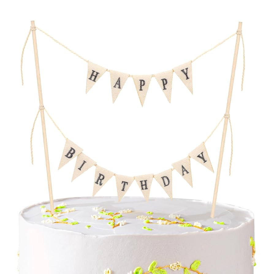 Personalized Birthday Banner & Cake Topper Set - Happy Birthday Sign & Garland for Party Supplies | Amazon (US)