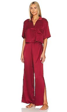 LUNYA Washable Silk High Rise Pant Set in Morana Crimson from Revolve.com | Revolve Clothing (Global)