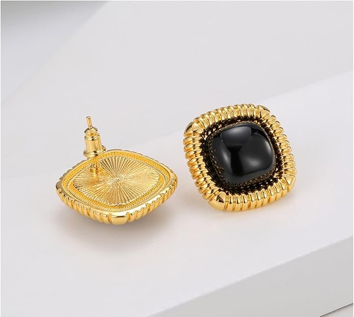 Cartilage Earring Studs, Square Earrings Gold Black Elegant Tragus Piercing Jewelry for Women | Amazon (US)