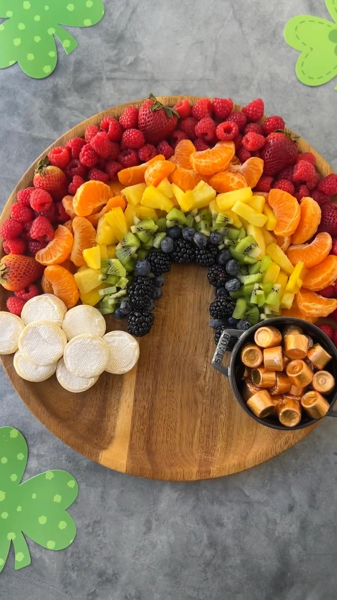 It’s not St. Patrick’s Day without rainbows, which is why I made this rainbow fruit tray–perfect for hiding pots of gold (cheese)! – When it comes to this cheery fruit board, there are two ways to organize it, but no matter how you spin it, it’s a colorful way to celebrate on March 17th. For more of a classic green theme, try my Green Paddy’s Day Snack Board.

#LTKfoodie #LTKHome #LTKSeasonal