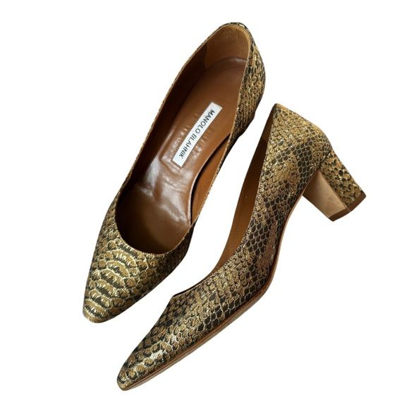 SNAKE PRINT JACQUARD MANOLO BLANIK PUMPS SIZE 39 | Poshmark