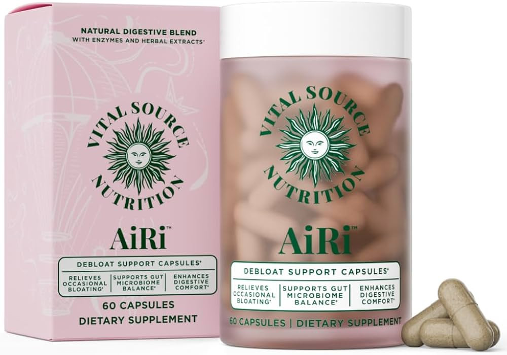 Vital Source Nutrition - AiRi - Debloat Support Capsules - Natural Digestive Blend with Enzymes &... | Amazon (US)