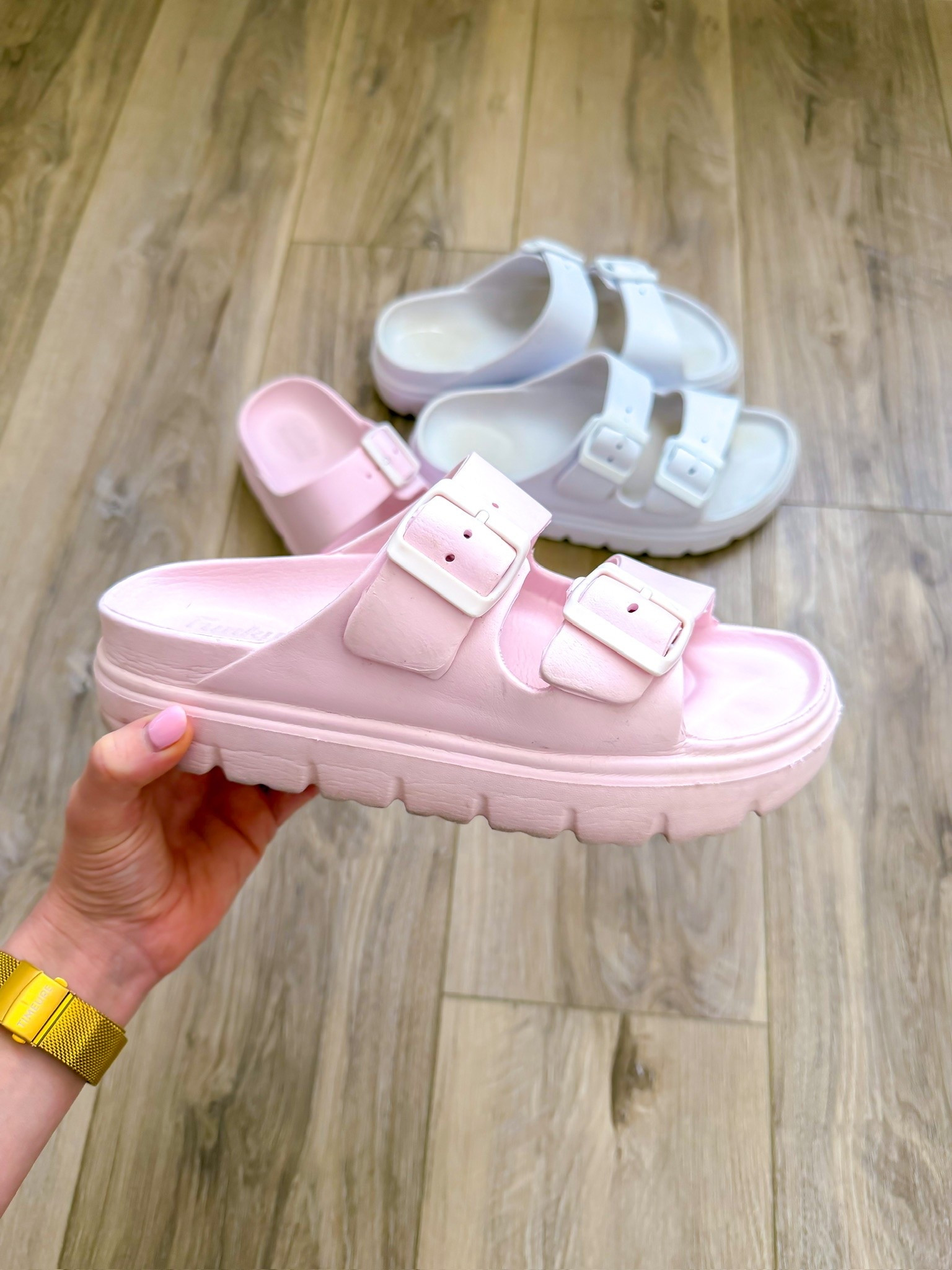 These comfort slides are my new go-to! The double buckle design is so cute and lets me adjust for the perfect fit. Love how comfortable they are for all-day wear and the plastic material is easy to clean. Perfect for casual days, pool time, or running errands. Great quality for the price!

#ComfortSlides #DoubleBuckle #CasualSandals #ComfortableShoes #LTKShoeCrush #SummerSandals

#LTKSeasonal #LTKootd