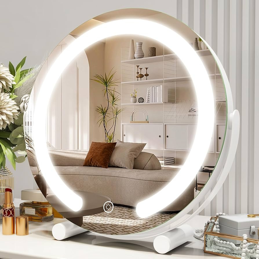 12 Inch Vanity Mirror with Lights, Round Light Up Makeup Mirror, LED Mirror Makeup Mirror with Li... | Amazon (US)