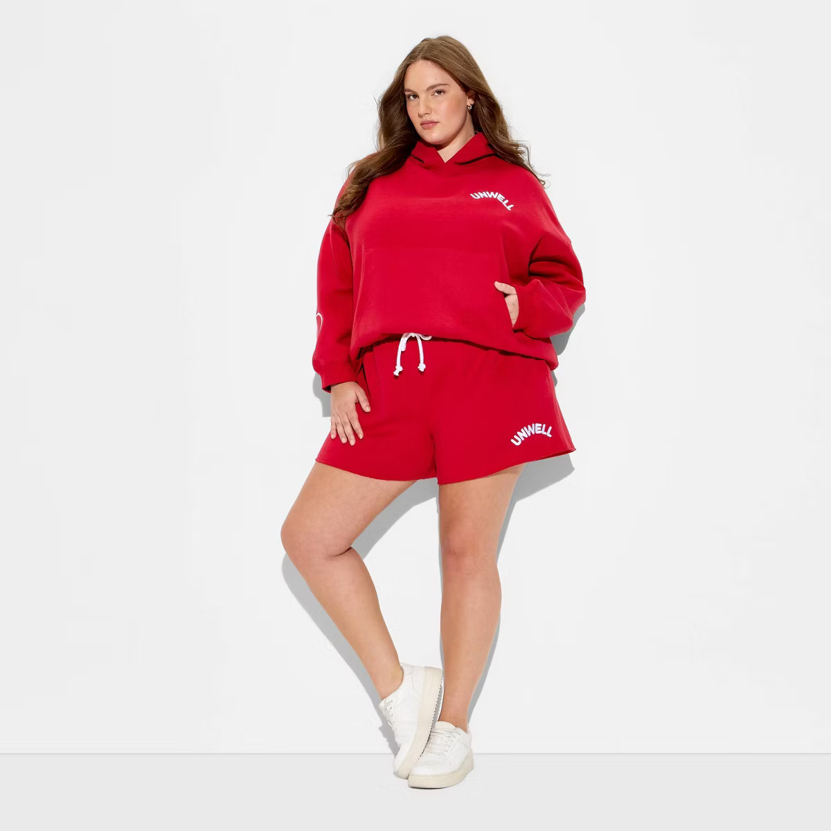 Women's Unwell Graphic Sweat Shorts - Red | Target
