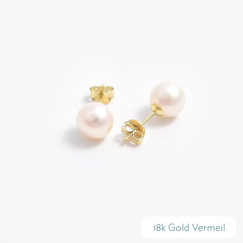 Essential Gold Vermeil AAAA Pearl Studs | Victoria Emerson