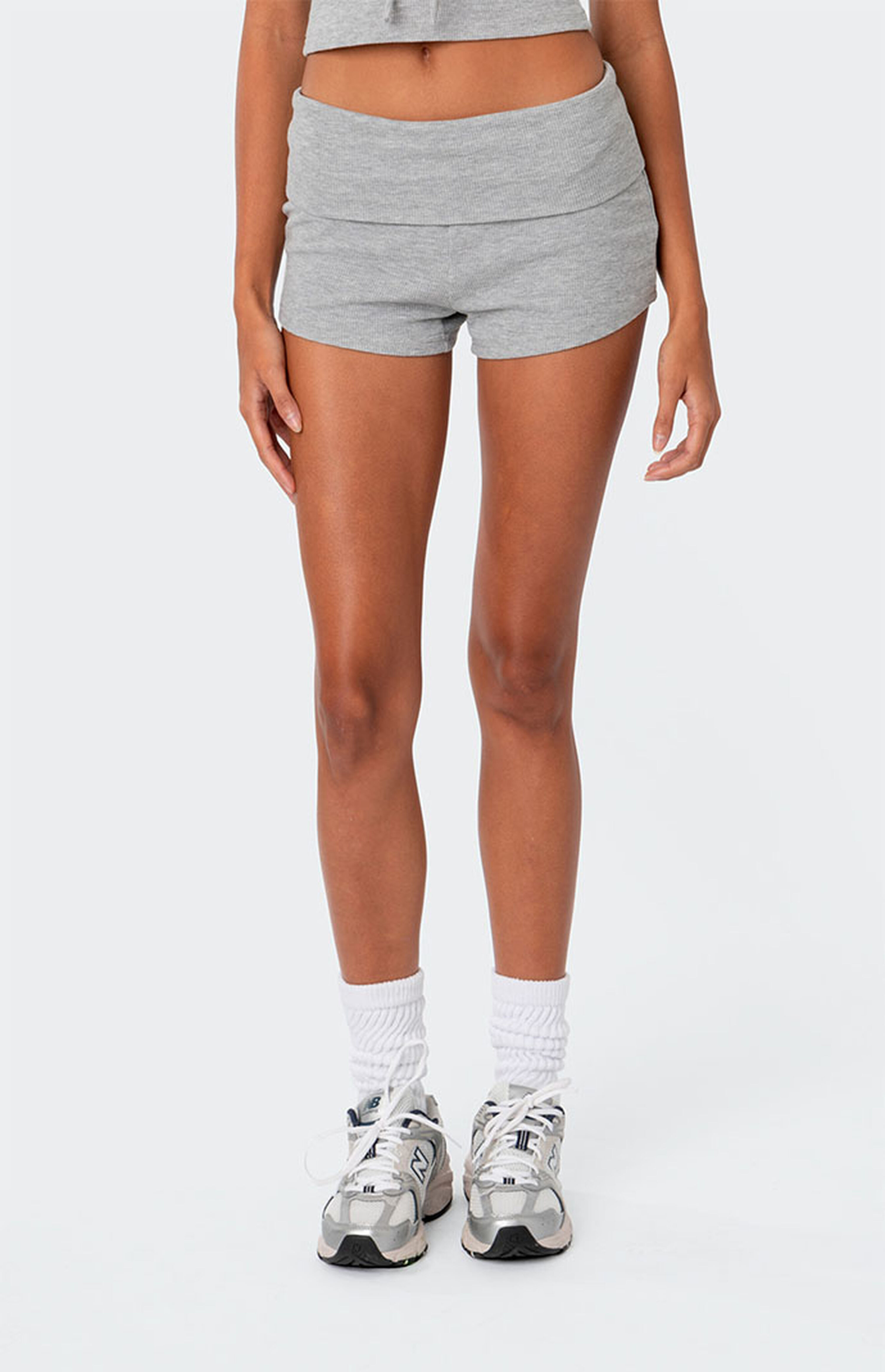 Edikted Lizzy Foldover Waffle Shorts | PacSun
