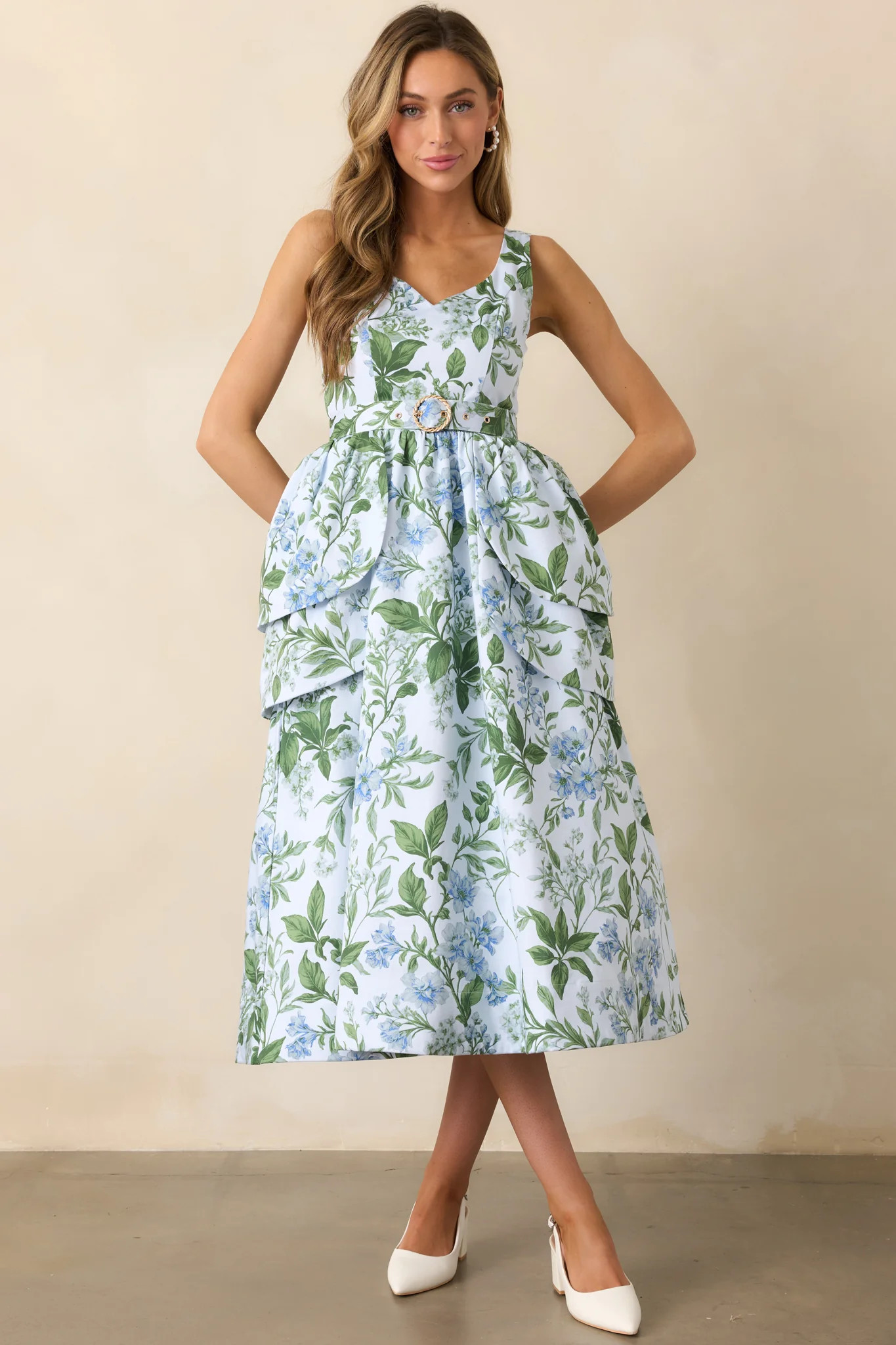 Diana Blue Lilacs Botanical Petal Maxi Dress | Red Dress