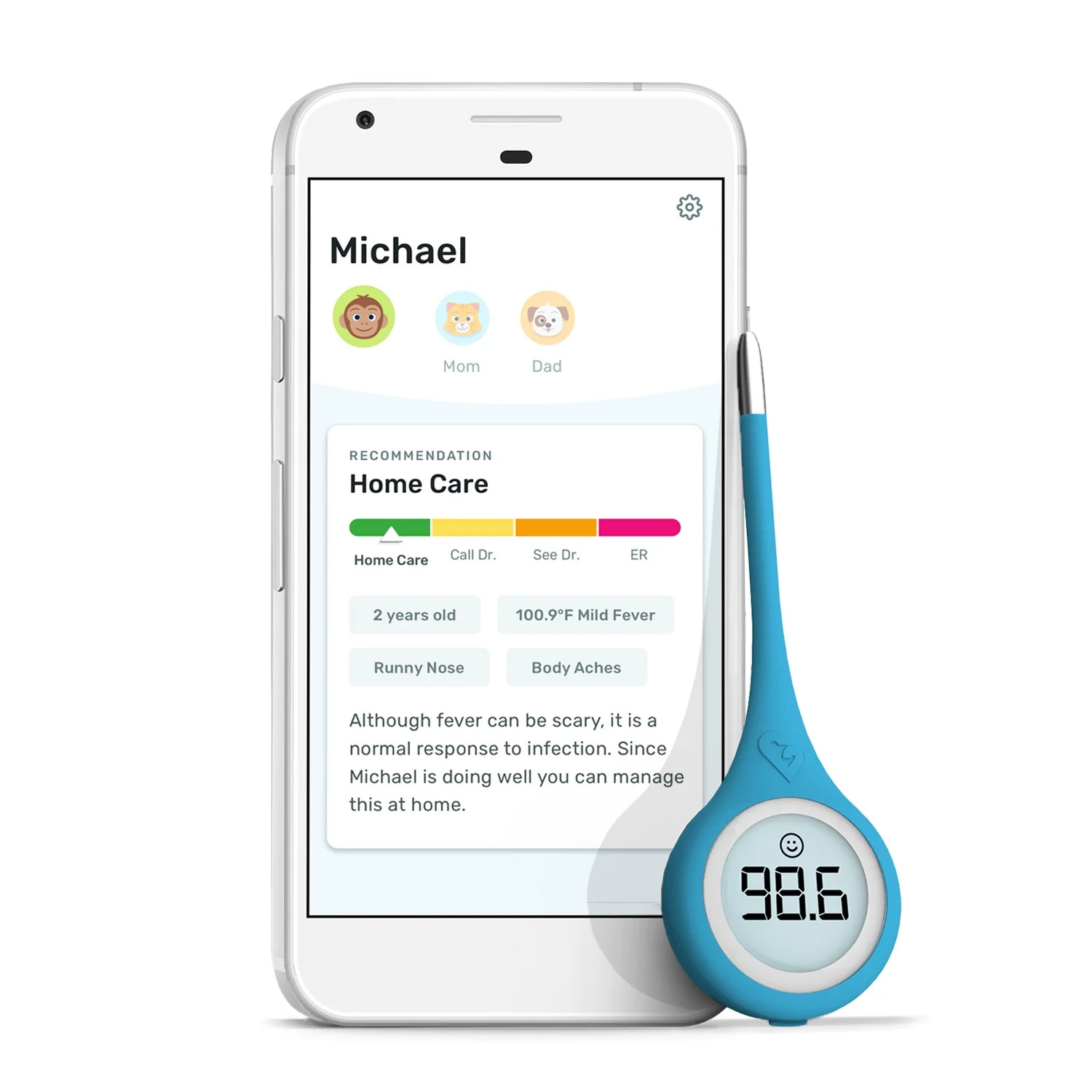 Kinsa® QuickCare™ Bluetooth® Smart Thermometer, Oral/Rectal/Underarm with Family Tracking App... | Walmart (US)