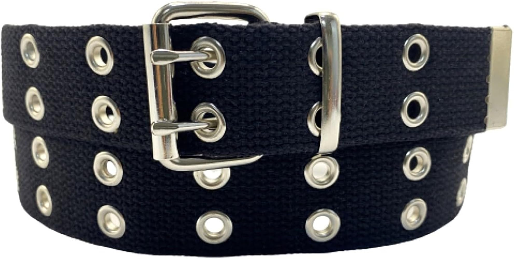 Double Grommet Canvas Punk Web Eyelet Belt for Women & Men - 1.5'' Wide, 2 Hole Jeans Belt | Amazon (US)