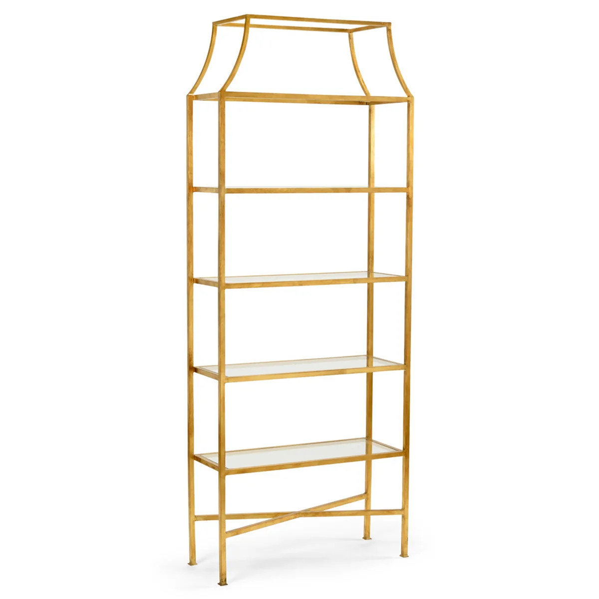 Jax Hollywood Regency Gold Iron Etagere | Kathy Kuo Home