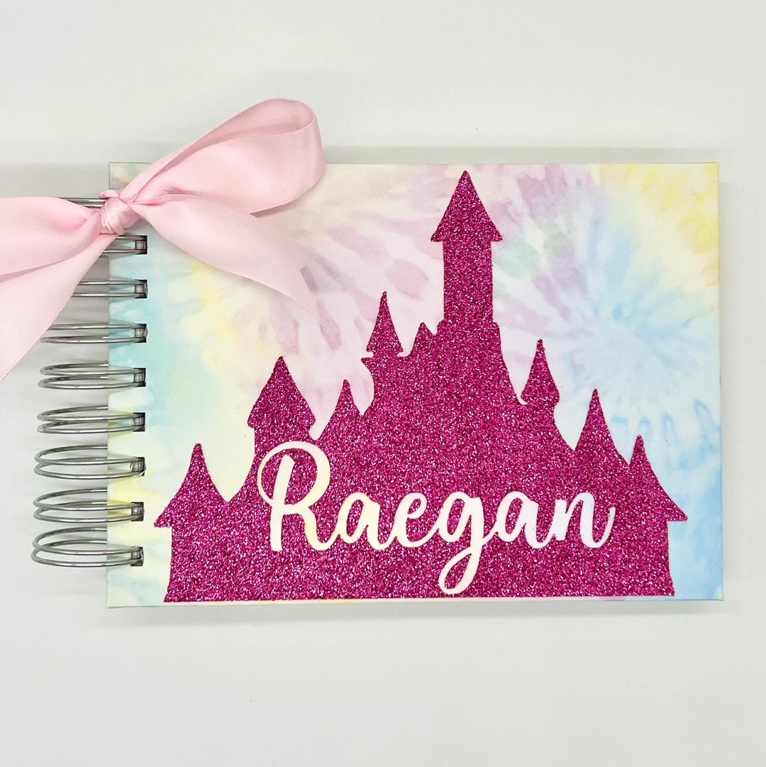 Disney Autograph Book, Pink Glitter Castle on Pastel Watercolor, Princess Castle, Personalized Si... | Etsy (US)