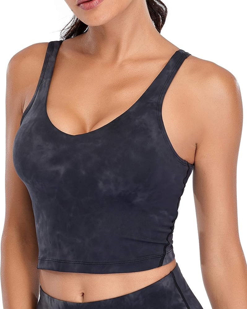 Sports Bra Womens Longline Padded Crop Tank Yoga Fitness Top | Amazon (US)