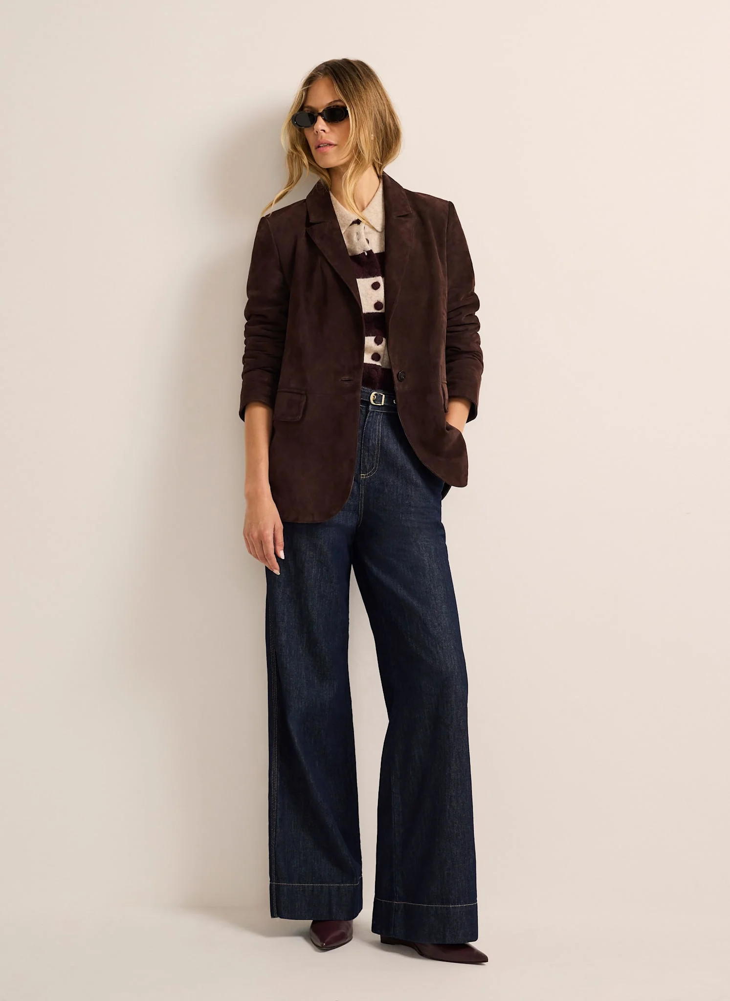 Brown Suede Blazer | Mint Velvet
