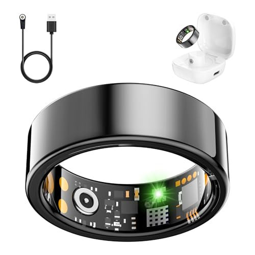 Smart Health Ring for Women Men, Fitness Tracker Ring with Heart Rate, Blood Oxygen, Sleep Tracker, Step Tracker, No Subscription Fee, IP68 Waterproof Smart Ring for iPhone & Android (Black, 12#) | Amazon (US)