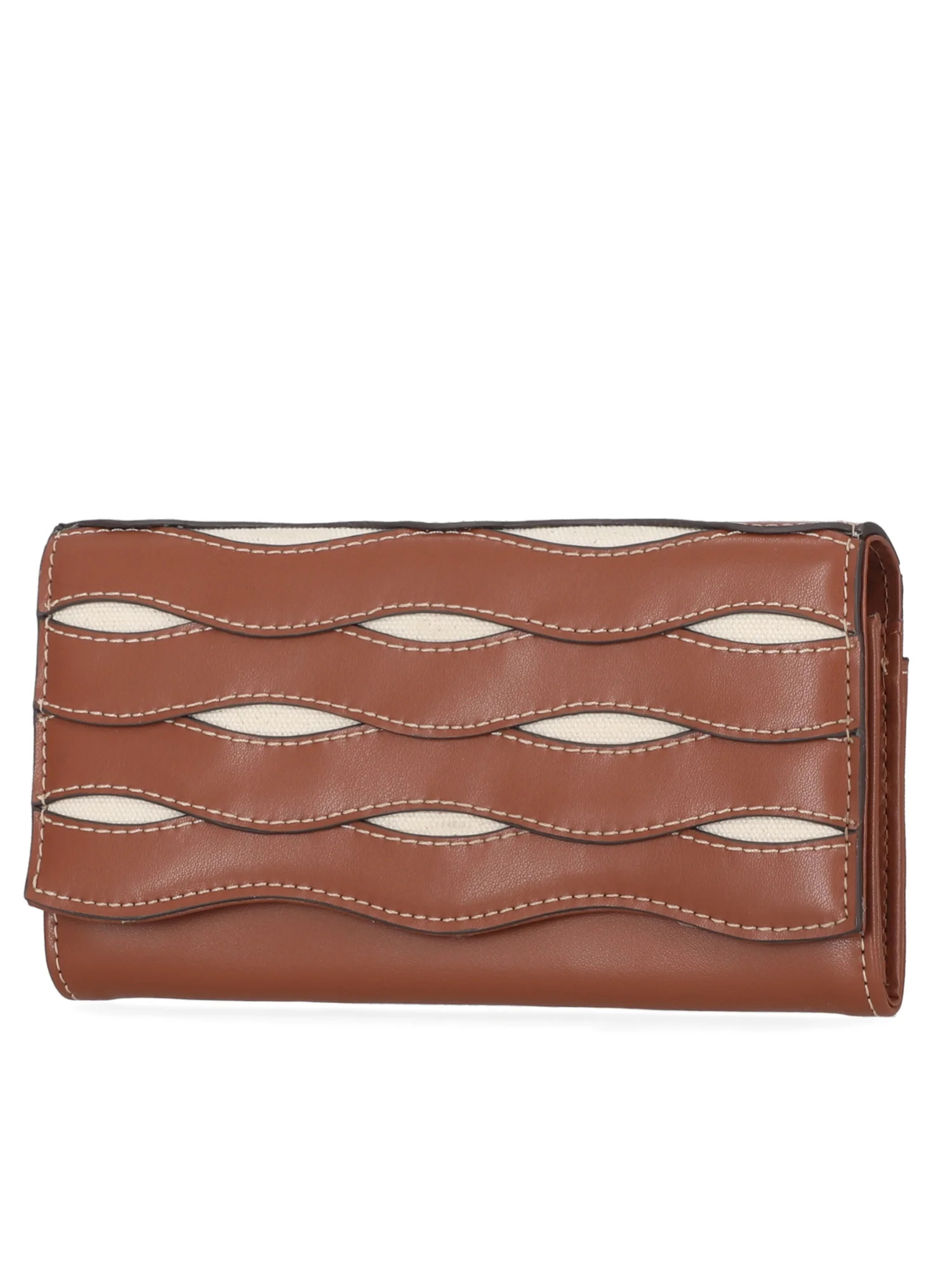 Free Assembly Women's Avery Flap Wallet, Cognac Brown and Cream | Walmart (US)