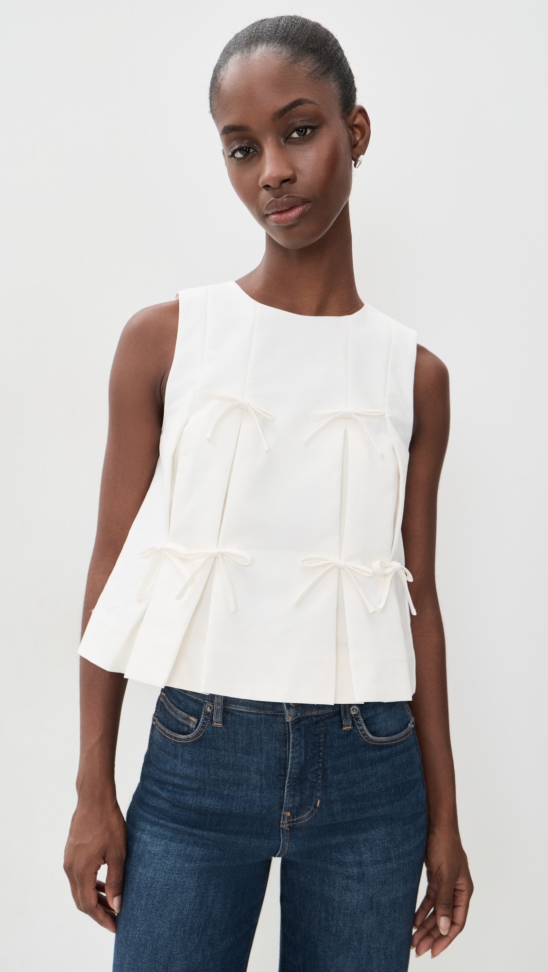 English Factory Multi Bow Pleated Top White S | Shopbop
