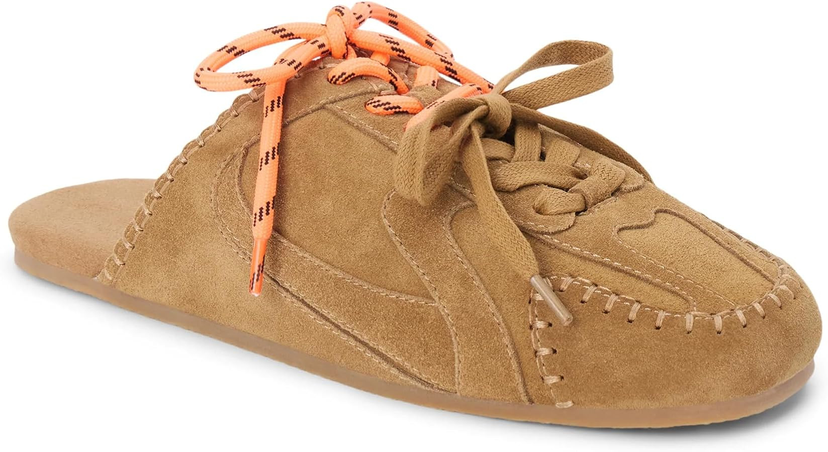 Sneaker Mules for Women Round Toe Lace up Slip on Suede Mule with Two Tone Laces Closed Toe Casua... | Amazon (US)