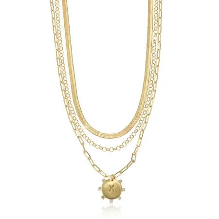 Time and Tru Goldtone Necklace 3 Piece Initial X | Walmart (US)