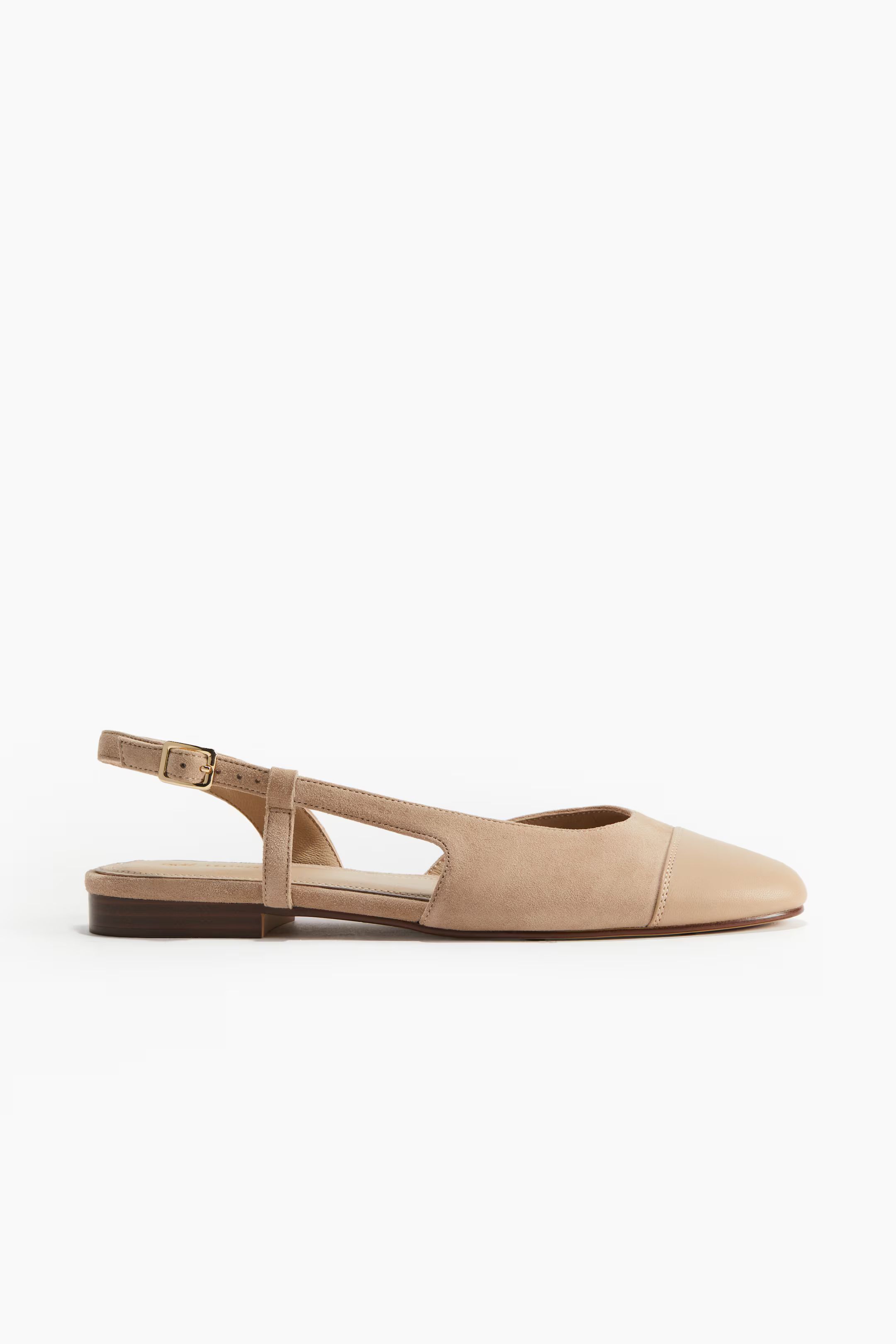 Ballerines en cuir velours - Talon plat - Beige - FEMME | H&M FR | H&M (FR & IT & ES)