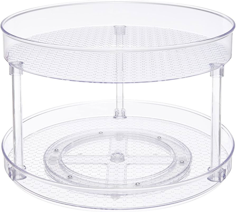 Amazon Basics 2 Tier Lazy Susan Turntable Organizer, 12" Diameter, Clear | Amazon (US)