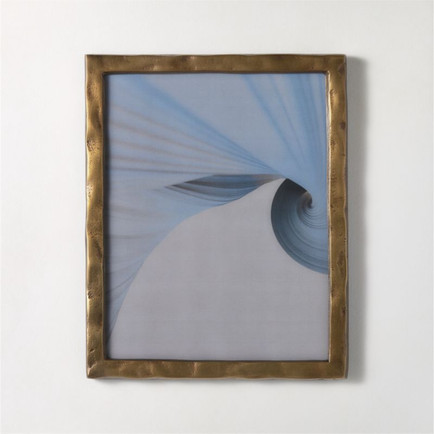 Brass picture frame 11x14 inches with blue abstract art