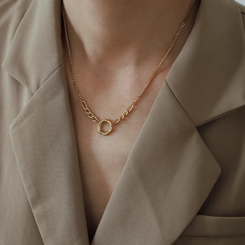 Circle Necklace, Gold Open Circle, Minimalist Necklace, Trendy Gold Necklace, Waterproof Necklace... | Etsy (US)