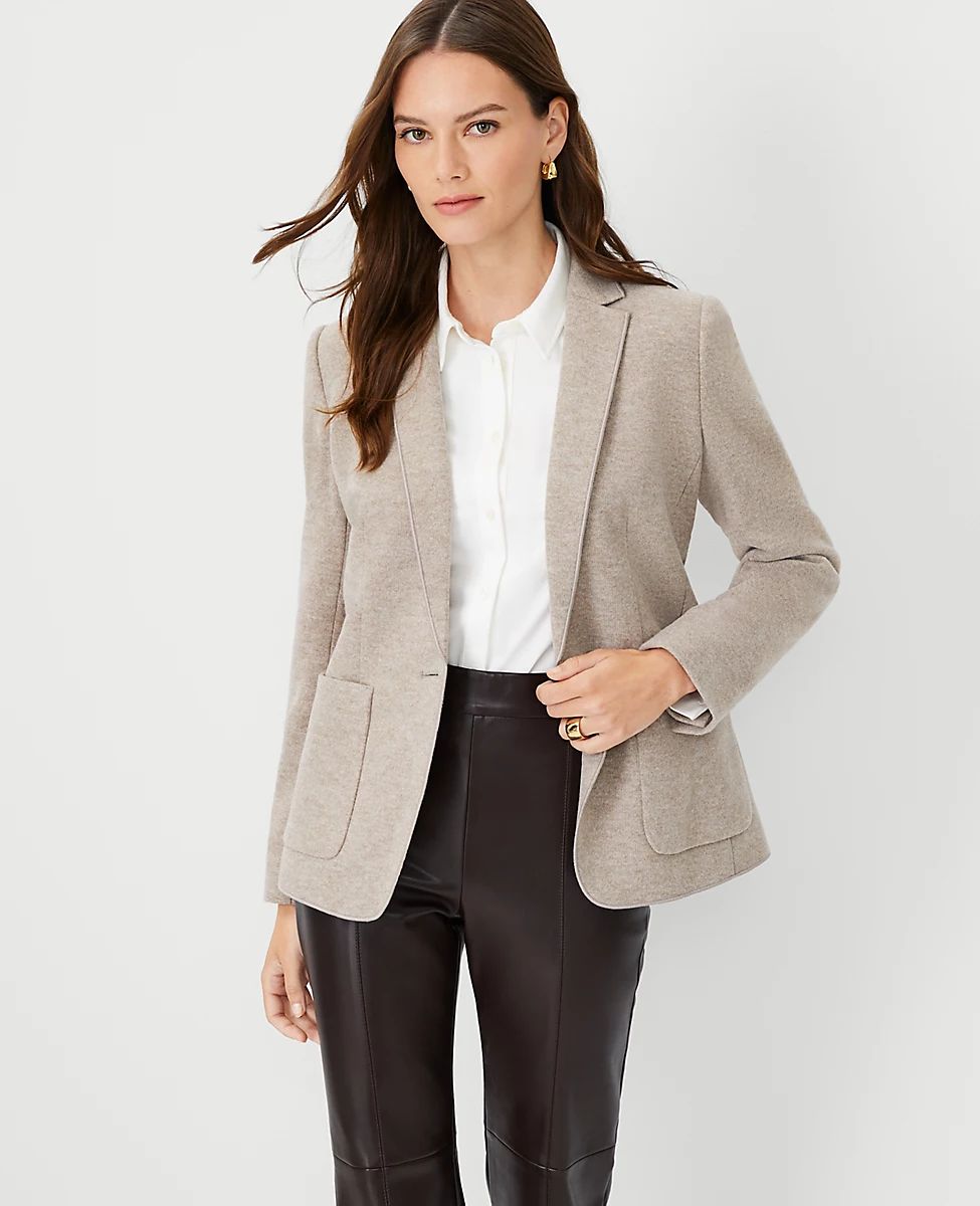 The Petite Hutton Blazer in Brushed Ribbed Knit | Ann Taylor (US)