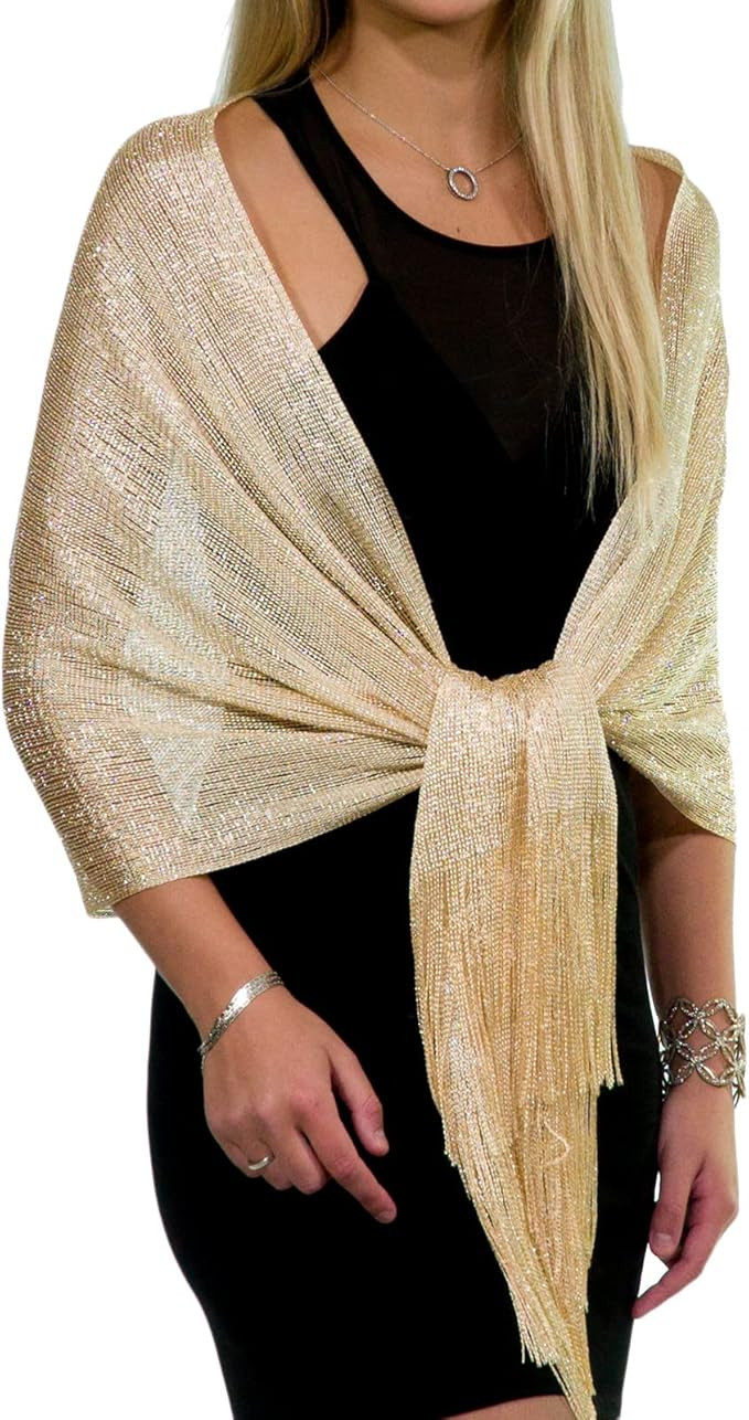 ShineGlitz Shawls and Wraps for Evening Dresses, Metallic Glitter Shawls for Women, Sparkling Wed... | Amazon (US)