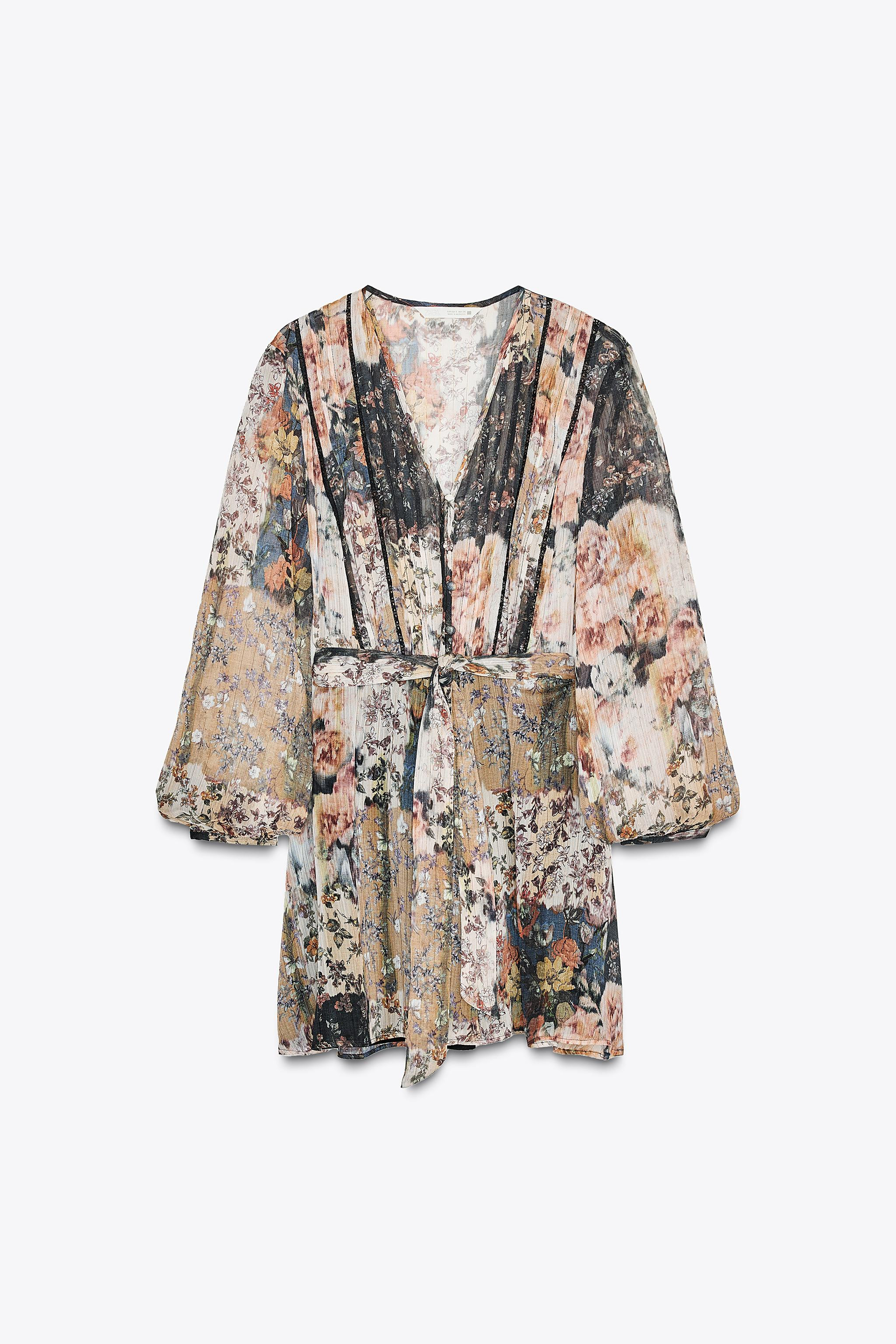 PRINTED BELTED MINI DRESS | Zara US