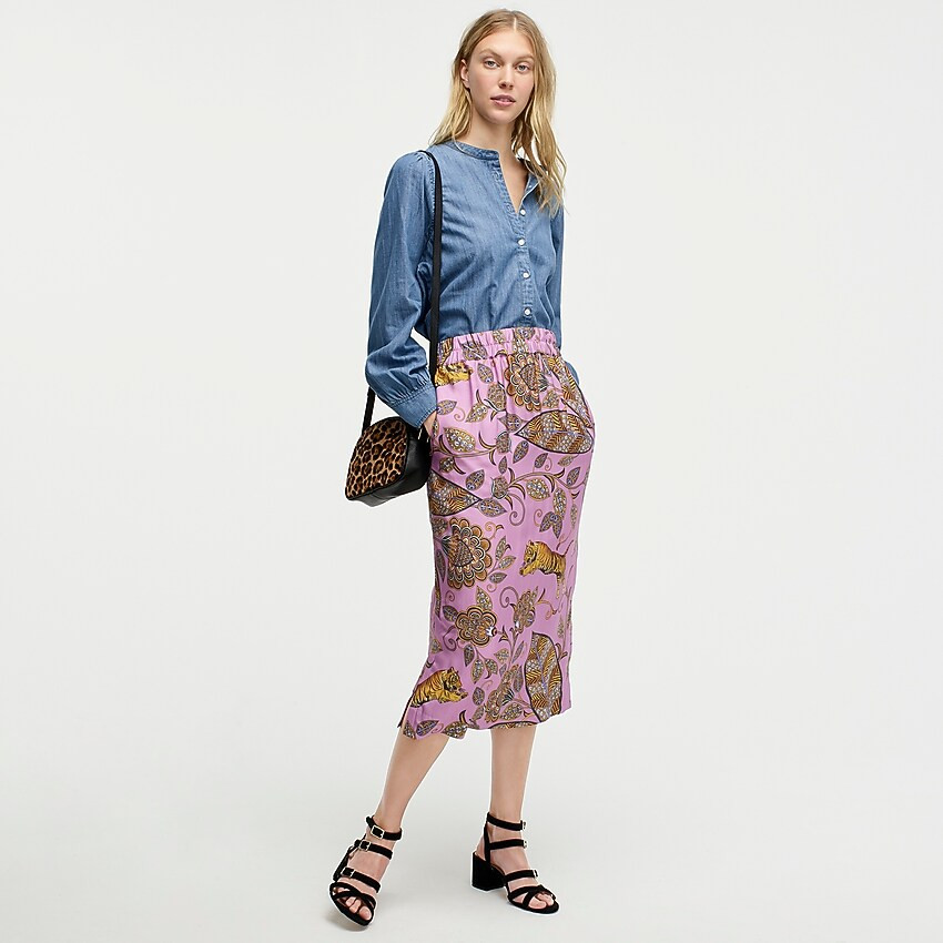 Pull-on midi skirt in tiger floral | J. Crew US