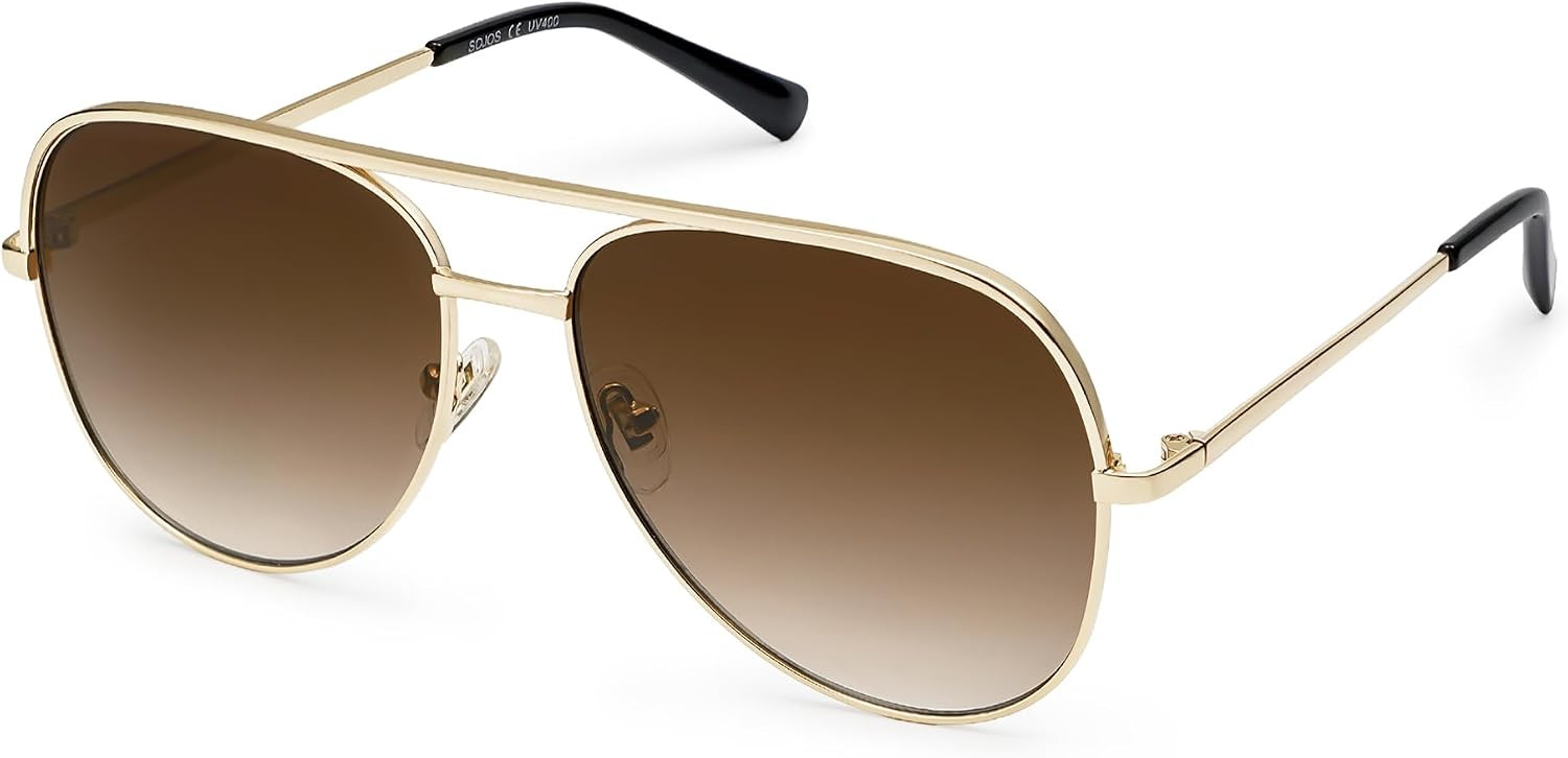 SOJOS Large Oversized Aviator Sunglasses for Women Men, Classic Trendy UV400 Womens Mens Aviators SJ1220 | Amazon (US)