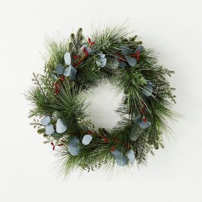 26" Red Berries Pine Eucalyptus Wreath - Threshold™ designed with Studio McGee | Target