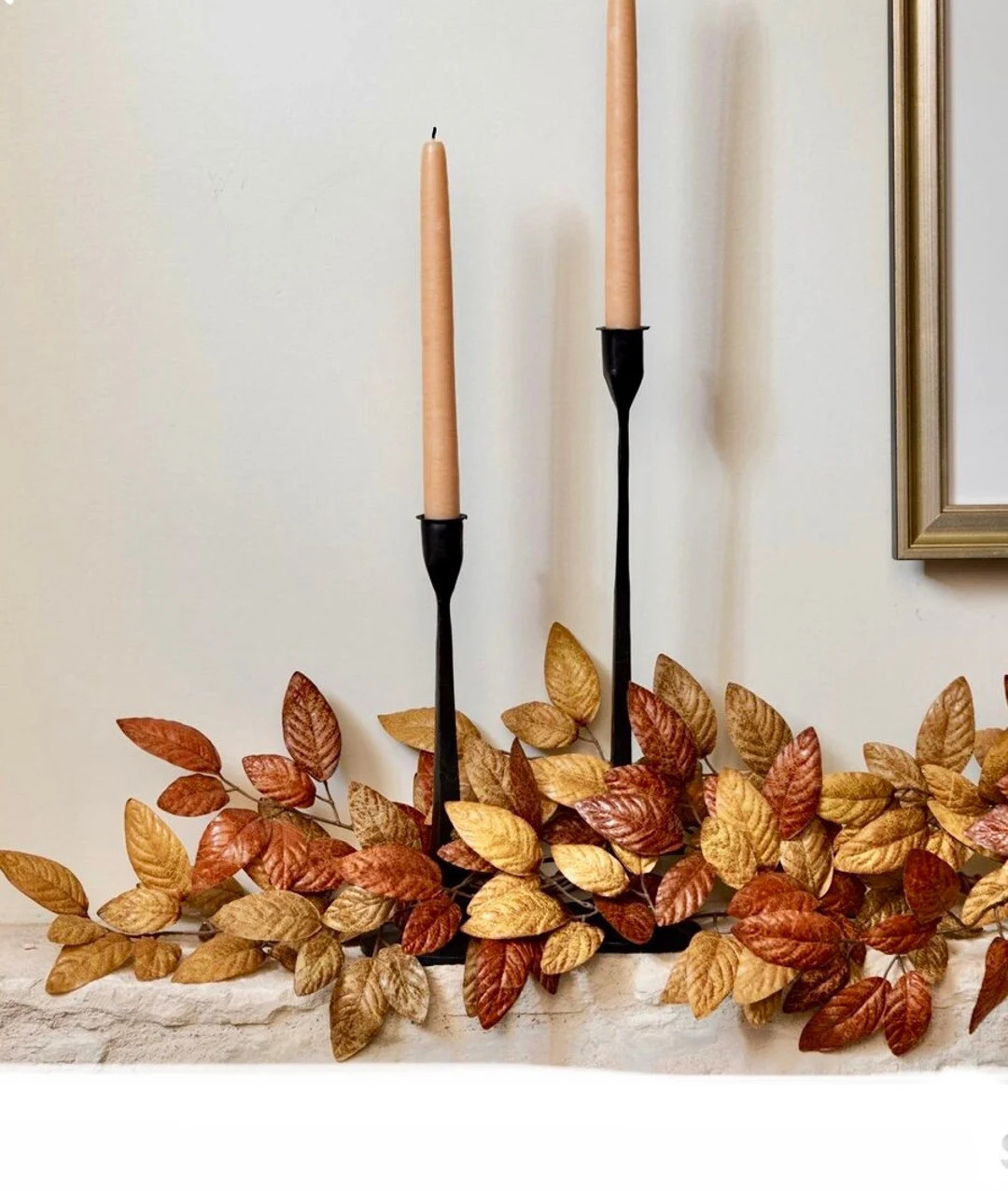 Gold Tones Boho Garland, Fall Garland for Mantle, Farmhouse Harvest Decor, Fireplace Decor, Accen... | Etsy (US)