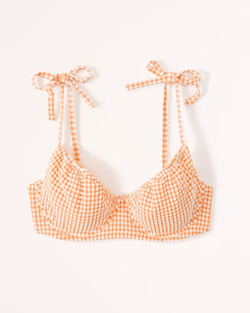 Curve Love Seersucker Tie-Strap Underwire Bikini Top | Abercrombie & Fitch (US)
