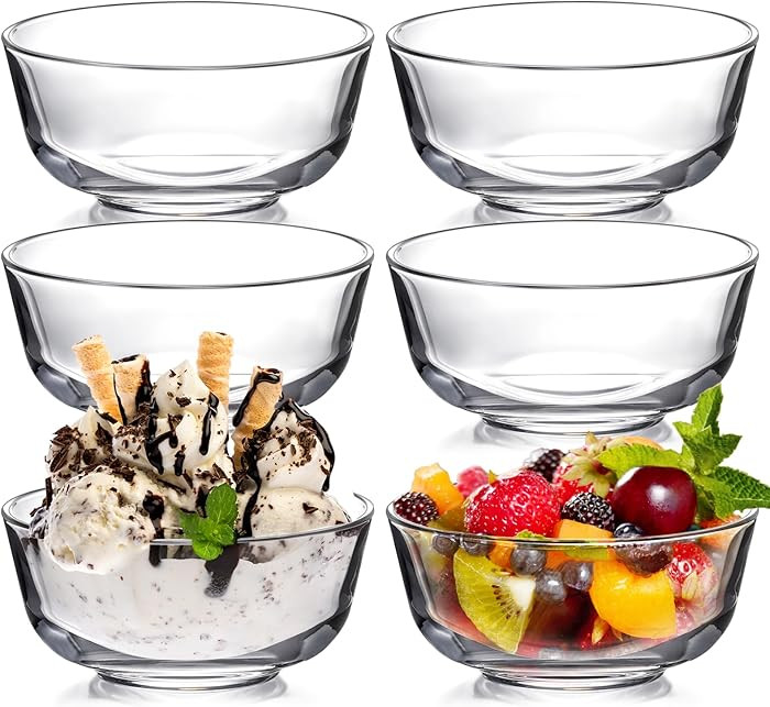 NUTRIUPS 8oz Small Glass Bowls 6 Pack, 4.5in Dessert Bowl, Dipping Sauce Bowls for Eating and Kit... | Amazon (US)