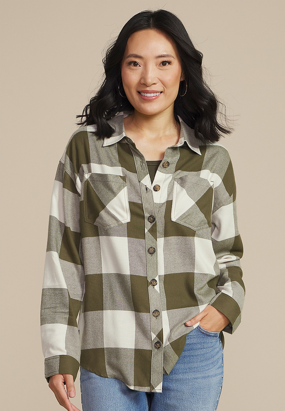 Plaid Button Down Boyfriend Shirt | Maurices