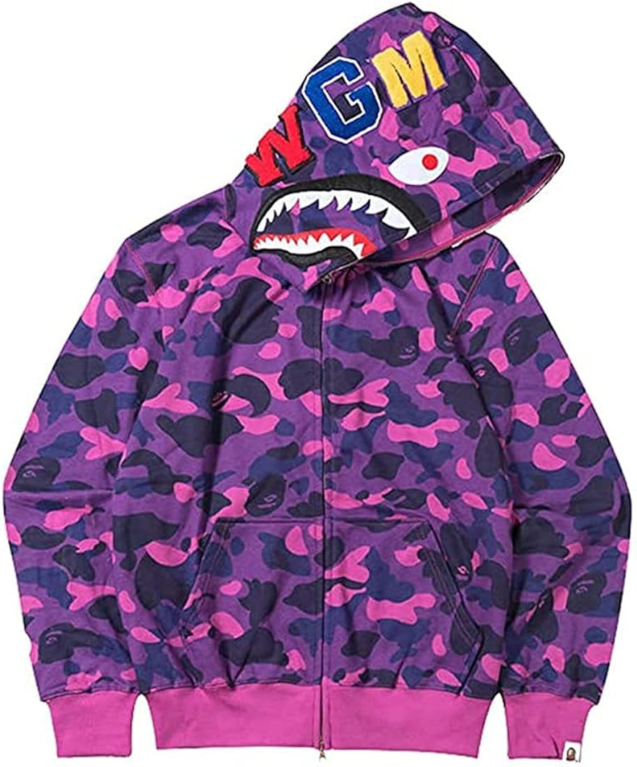 Baonmy Hoodie Fashion Camo Shark Jackets Ape Camo Jacket Boy Hoodies Girls Camo Hoodies | Amazon (US)
