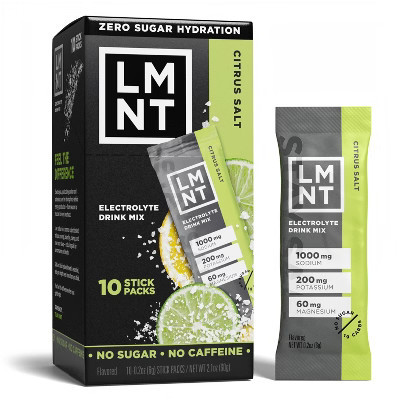 LMNT Zero-Sugar Electrolytes Drink - Citrus Salt - 2.1oz/10ct: Non-Caffeinated, Powdered, Electrolyte Drink Mixes | Target