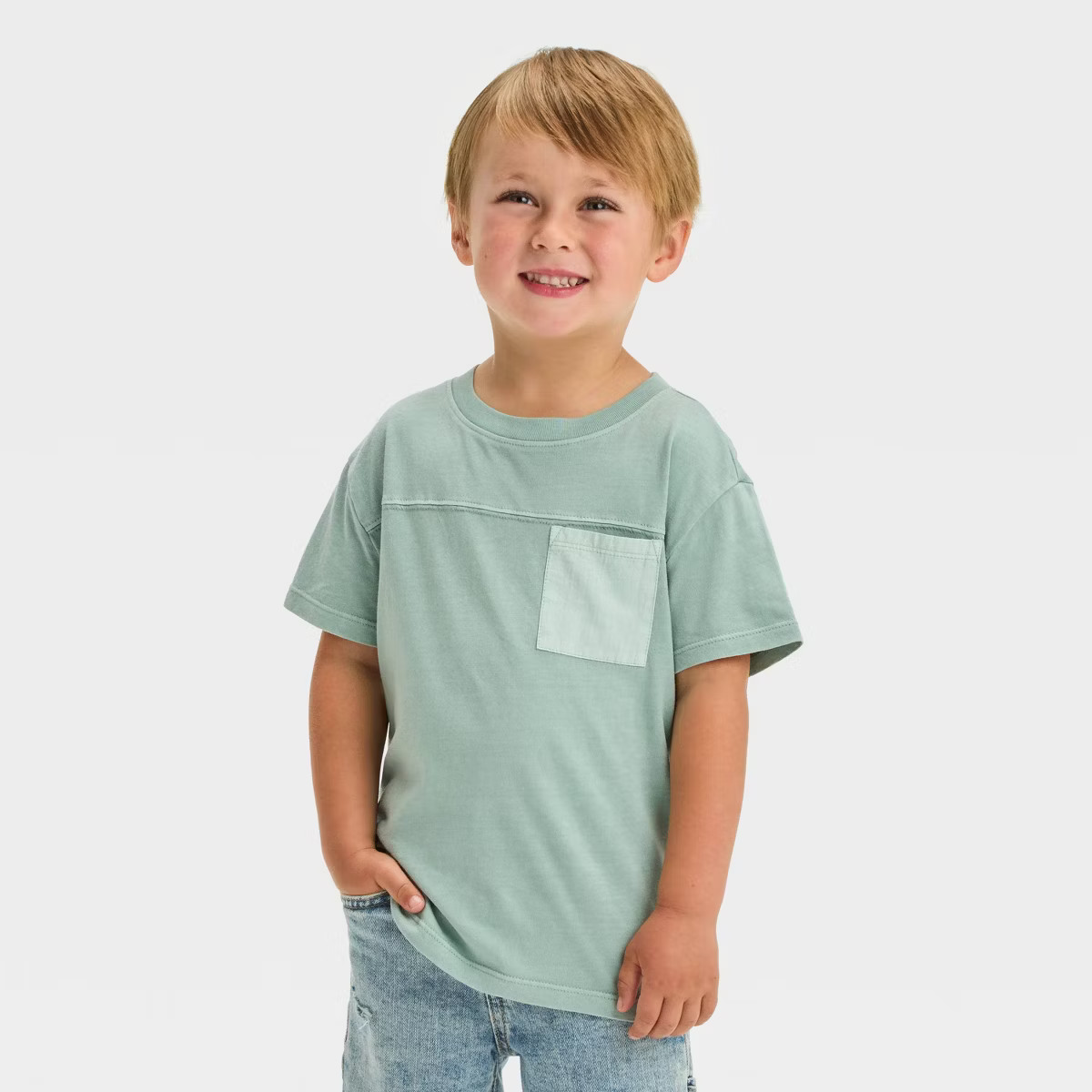 Toddler Boys' Short Sleeve Solid Jersey Knit Pocket T-Shirt - Cat & Jack™ | Target