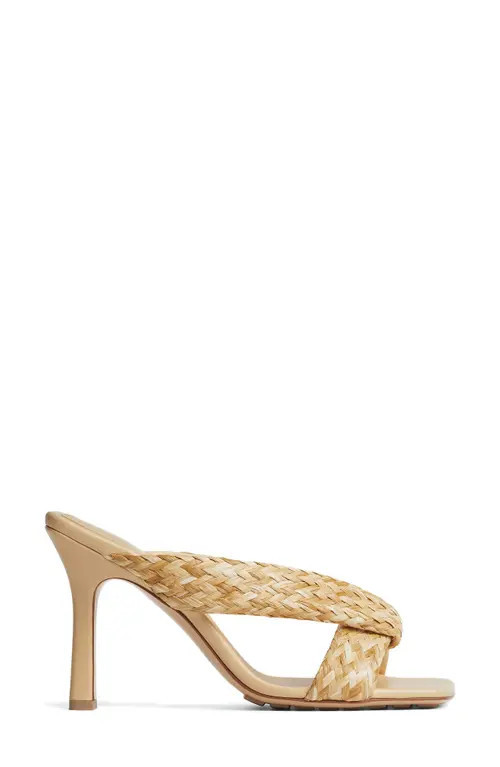 Bottega Veneta Riva Braided Raffia Slide Sandal in Macadamia at Nordstrom, Size 36 | Nordstrom