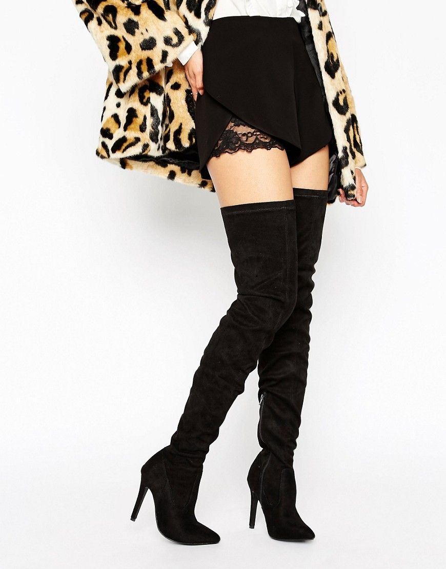 Truffle Collection Thigh High Boot - Black | ASOS US