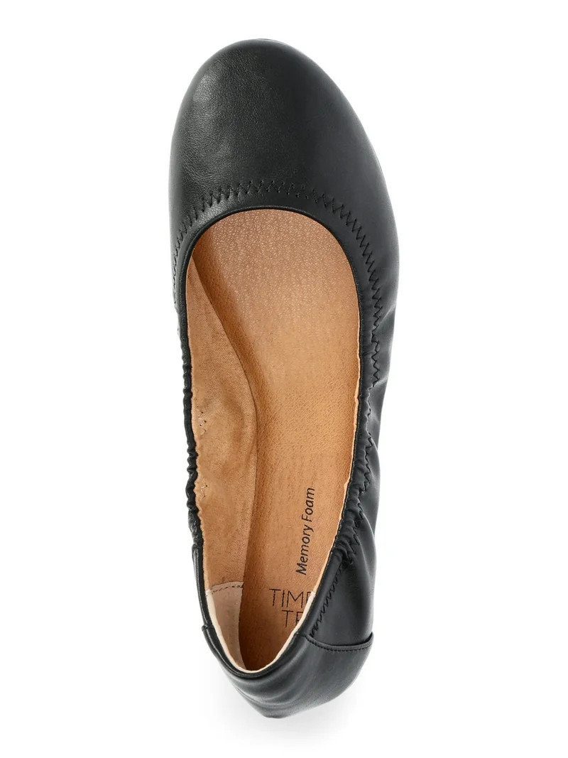 Time and Tru Women's Scrunch Ballet Flats, Wide Width Available | Walmart (US)