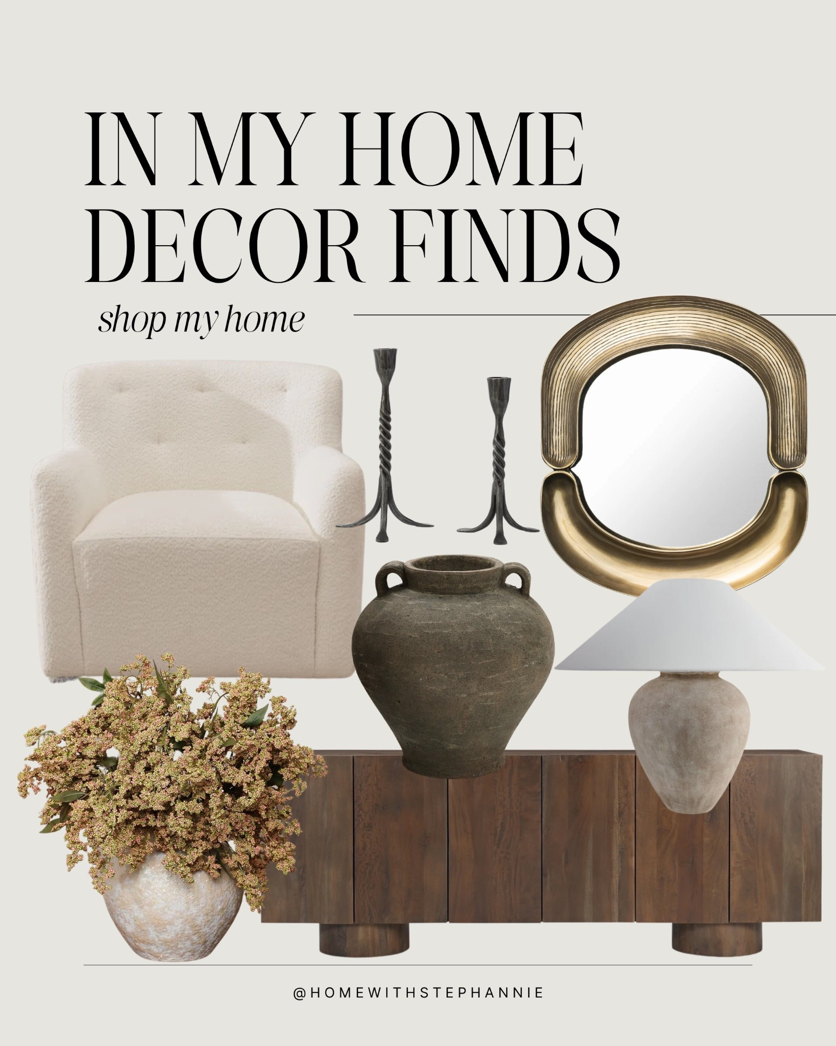 home decor in my home 

#mcgeeandco #luluandgeorgia #amazonhome #sideboard #wayfair #accentchair #vase #fauxflorals