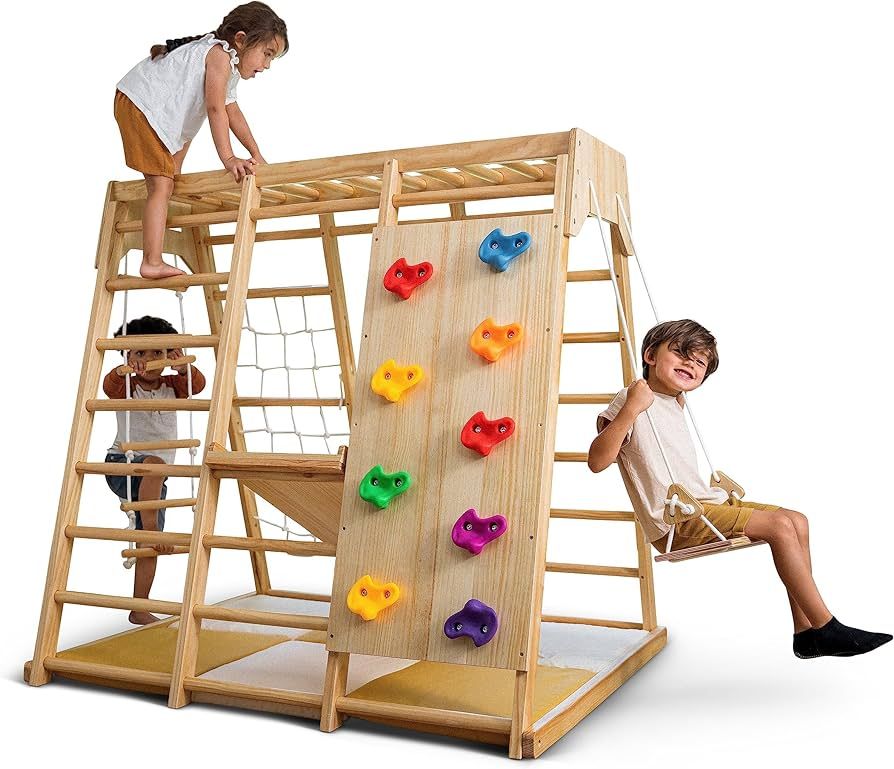 Avenlur Magnolia Indoor Playground 7-in-1 Jungle Gym Montessori Waldorf Style Wooden Climber Play... | Amazon (US)