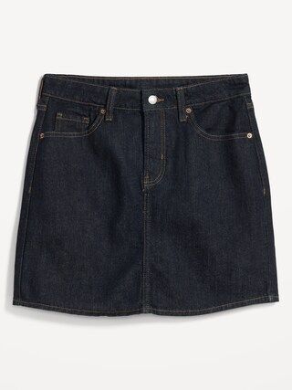High-Waisted OG Straight Black-Wash Mini Jean Skirt for Women | Old Navy (US)