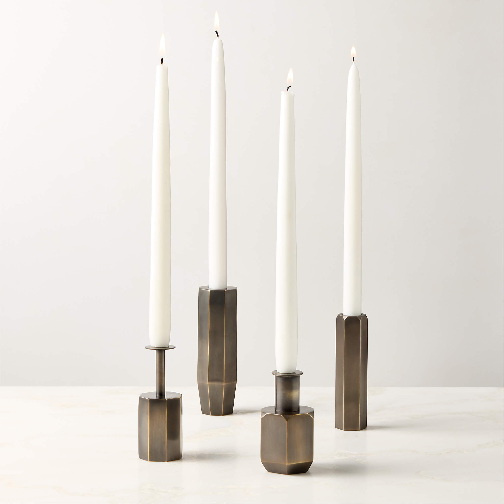 Celestine Blackened Brass Taper Candle Holders Set of 4 by goop + Reviews | CB2 | CB2
